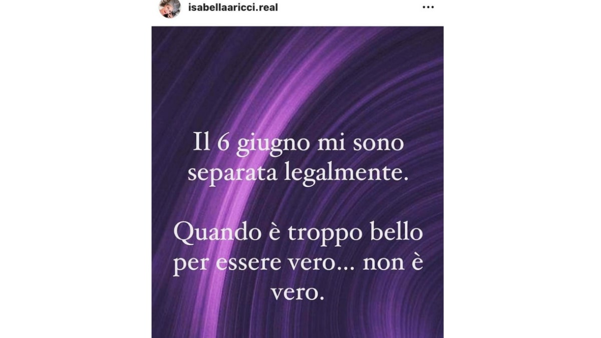 Lo stato Instagram di Isabella Ricci