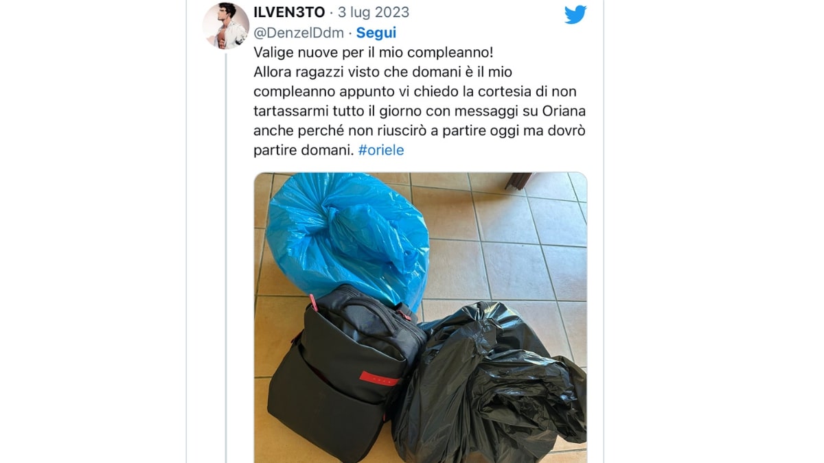 il post di Daniele su Twitter